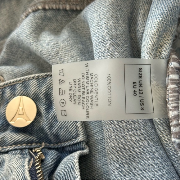 Maniere De Voir Women's Talia in Mid Blue Denim Strap Cargo Jeans Size 8 - Picture 7 of 13